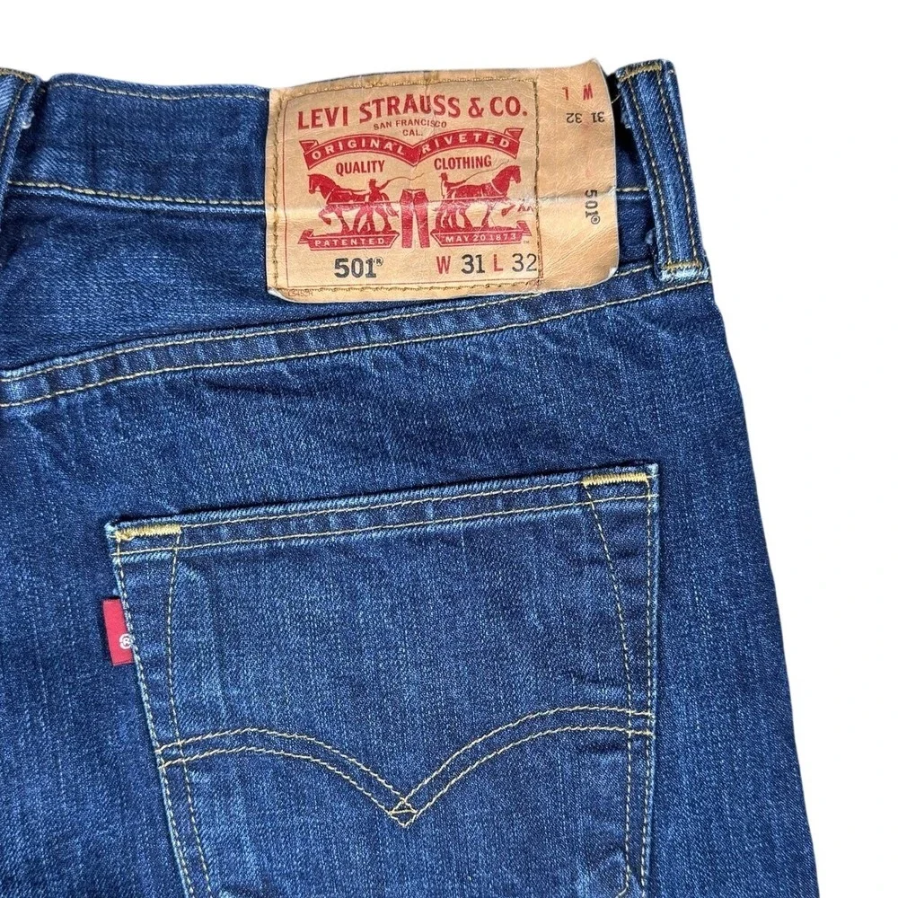 Levi's 501‎ Button Fly Jeans Mens 29x29.5 Blue Straight Fit Classic Denim